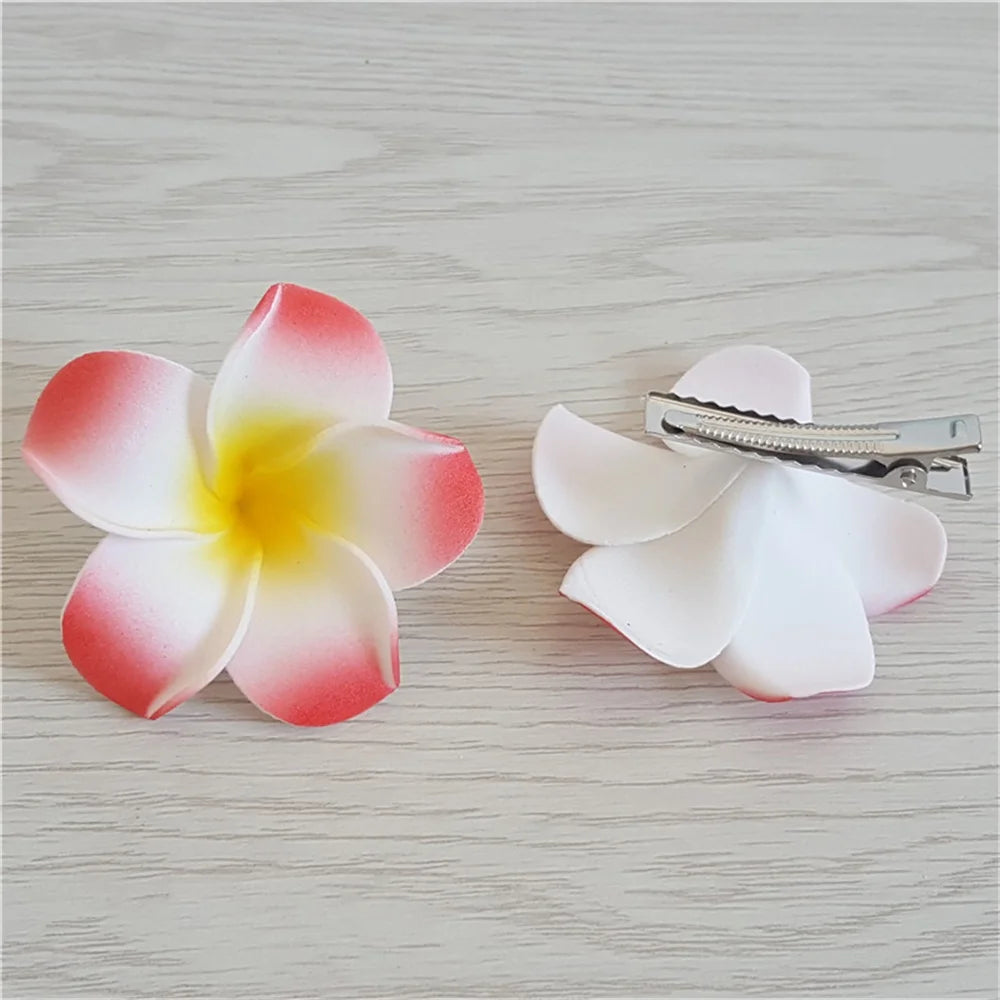 6Pcs Plumeria Flower Hair Clips for Women Girls Hairpins Egg Flower Barrette Hawaiian Wedding Party Bag Hat Accessories