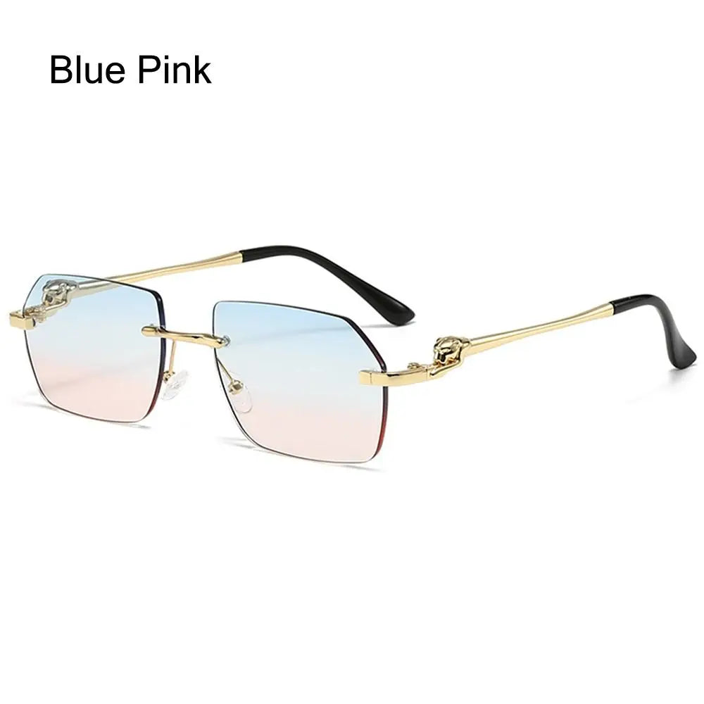 Trendy Rimless Sunglasses for Men Women Fashion Frameless Rectangle Sun Glasses Retro Shades Summer Traveling Eyewear UV400