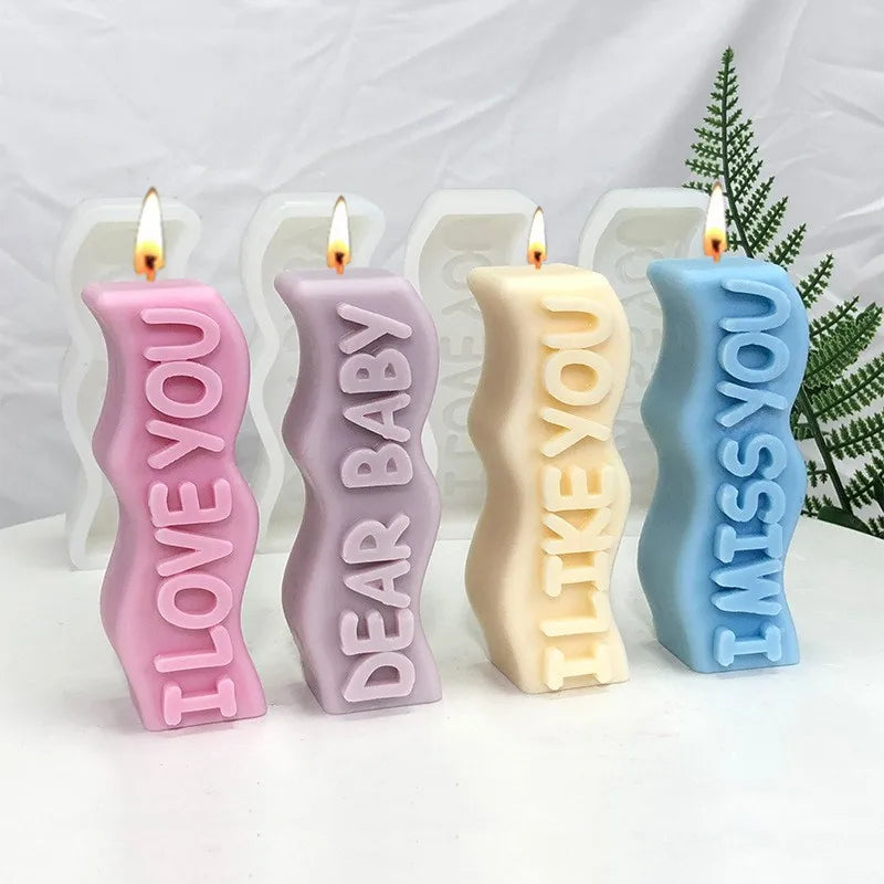 Valentine's Day Silicone Candle Mold 3D Wave Letter Handmade DIY Craft Mould Resin Epoxy Form for Candles Soap New 2024