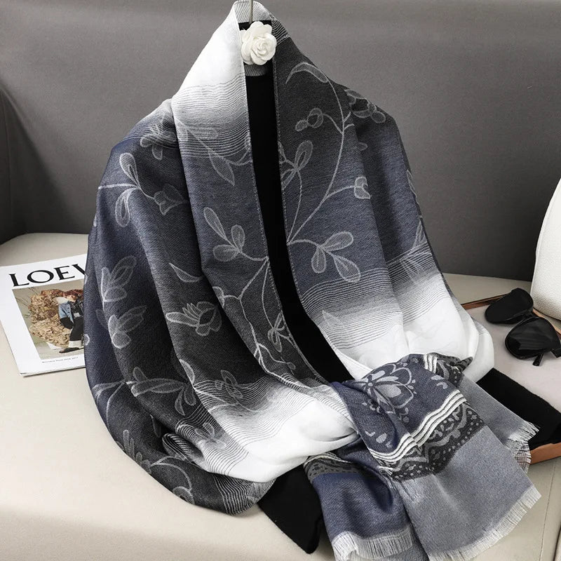 Tassel Blanket Design Thick Pashmina New Winter Warm Shawl Wrap Cashmere Scarf Women Neckerchief Poncho Stoles 2024