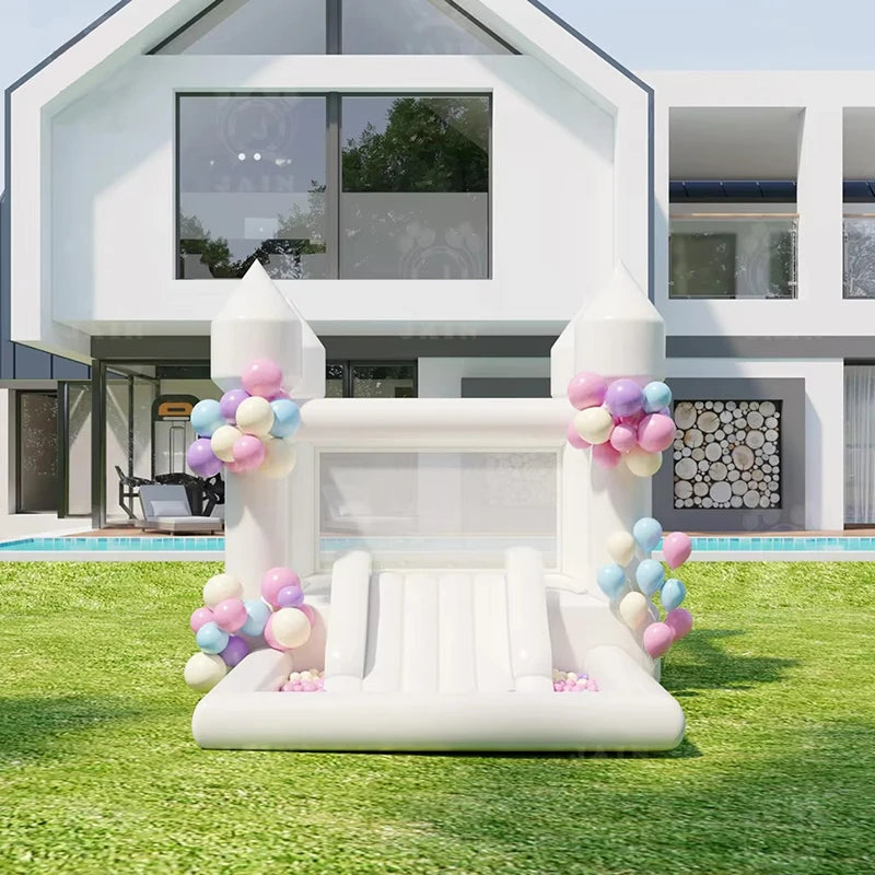 White 4m Giant Inflatable Bounce Houses Jumping Castle With Ball Pool Event Kids Children Birthday Party Outdoor Bouncy Castle