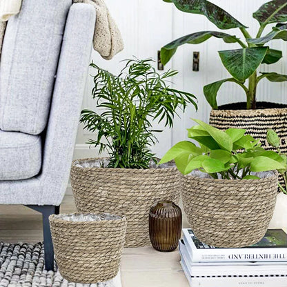 Seagrass Planter Basket Flower Pots Cover Storage Basket Plant Containers Hand Woven Basket Planter For Modern Home Decor