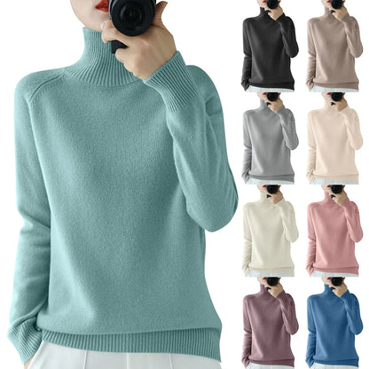 Women's Long Sleeved Knitted Sweater Standing Collar Autumn Winter Top Sweater Women Sweaters for Autumn Winter Women Clothing