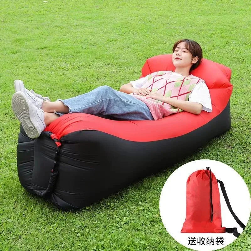 outdoor portable Lazy Inflatable Sofa Outdoor Portable Beach Air Sofa Folding Camping Inflatable Sofa Bed Sleeping Bag Single Pe