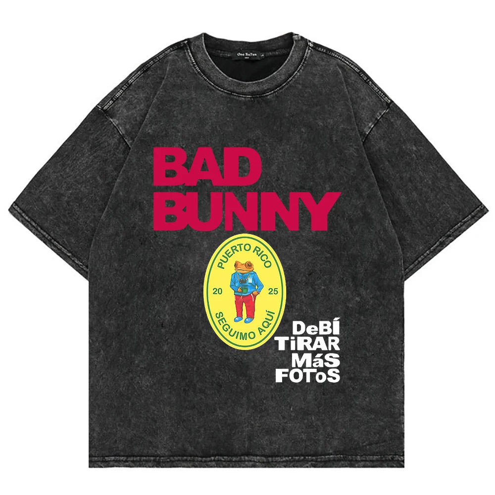 100% Cotton Tee Shirt BAD BUNNY 2025 New Album T Shirts DTMF Debí Tirar Más Fotos Men/women TShirt Oversize Mineral Wash Tops