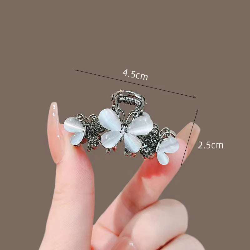 New Korean Style Alloy Rhinestone Black Hair Crab Claw For Ladies Women Headwear Summer Elegant Shining Hairpins Side Barrettes