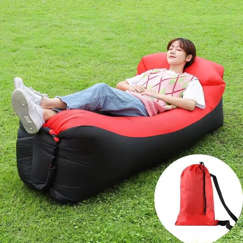 outdoor portable Lazy Inflatable Sofa Outdoor Portable Beach Air Sofa Folding Camping Inflatable Sofa Bed Sleeping Bag Single Pe