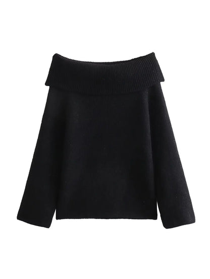 TELLHONEY Women Fashion Slash Neck Strapless Off The Shoulder Sweater Female Casual Long Sleeves Knitted Slim Fitting Pullover