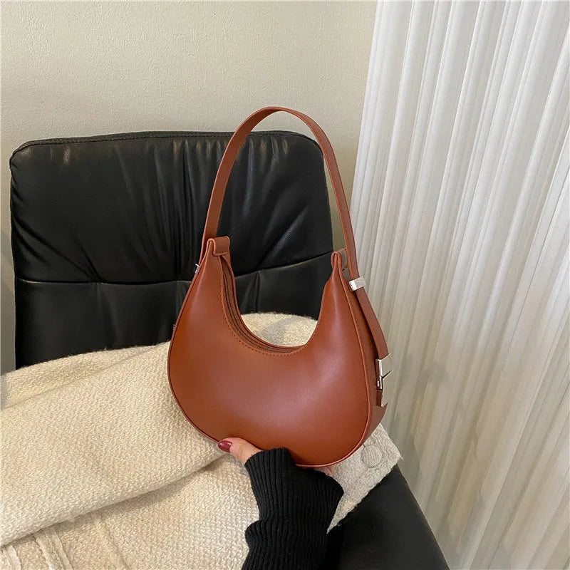 Fashion Luxury Design PU Leather Hobo Shoulder Bag Women Small Clutch Handbag Purse Female Underarm  Bag Travel Totes