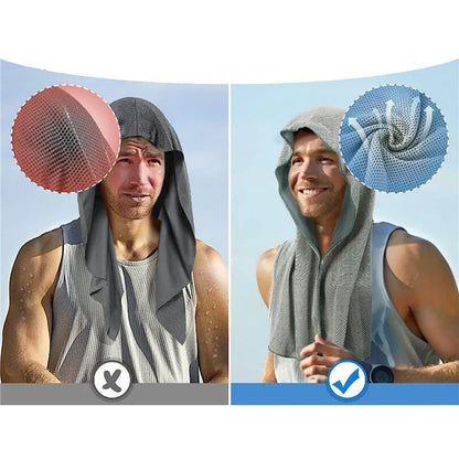 Quick Drying Sports Towel U-shaped Hoodie Cooling Towel Sun Protection Beach Towel for Camping Gym Swimming Running Yoga