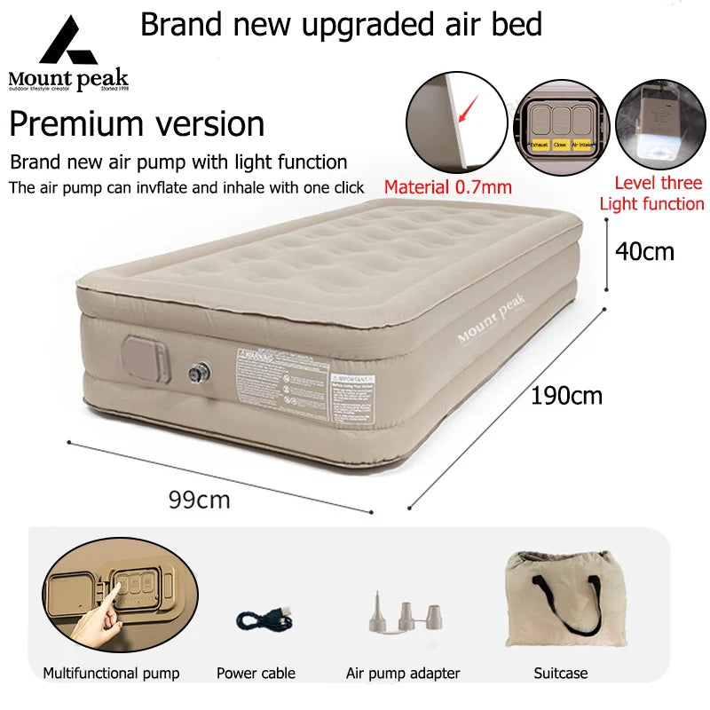 Interior Air Mattress Glamping Mats PVC Inflatable Sleeping Mattress Luxury 2 Person Camping Bed Mat Built-in Pump Thicken Mat