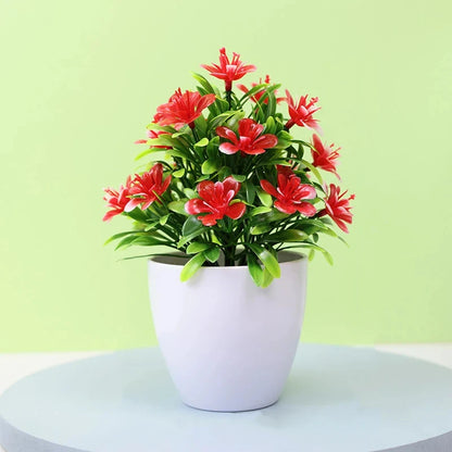 1pc Artificial Flowers Five Leaf Plum Small Potted Plants Can Be Placed Indoors And Outdoors Suitable For Home Decoration