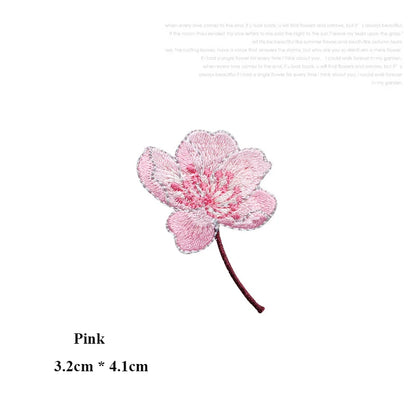 Small Begonia Blossoms Flower Patch Iron on Applique Floral Patch for Clothes Fabric Iron to Stick DIY Coat Jeans Accessories