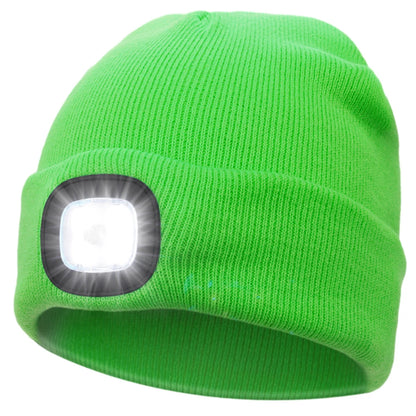 Unisex 4 LED Beanie Hat Hands Free Headlamp Cap for Men and Women Winter Knit Lighted Headlight Hats Portable Headlamp Torch