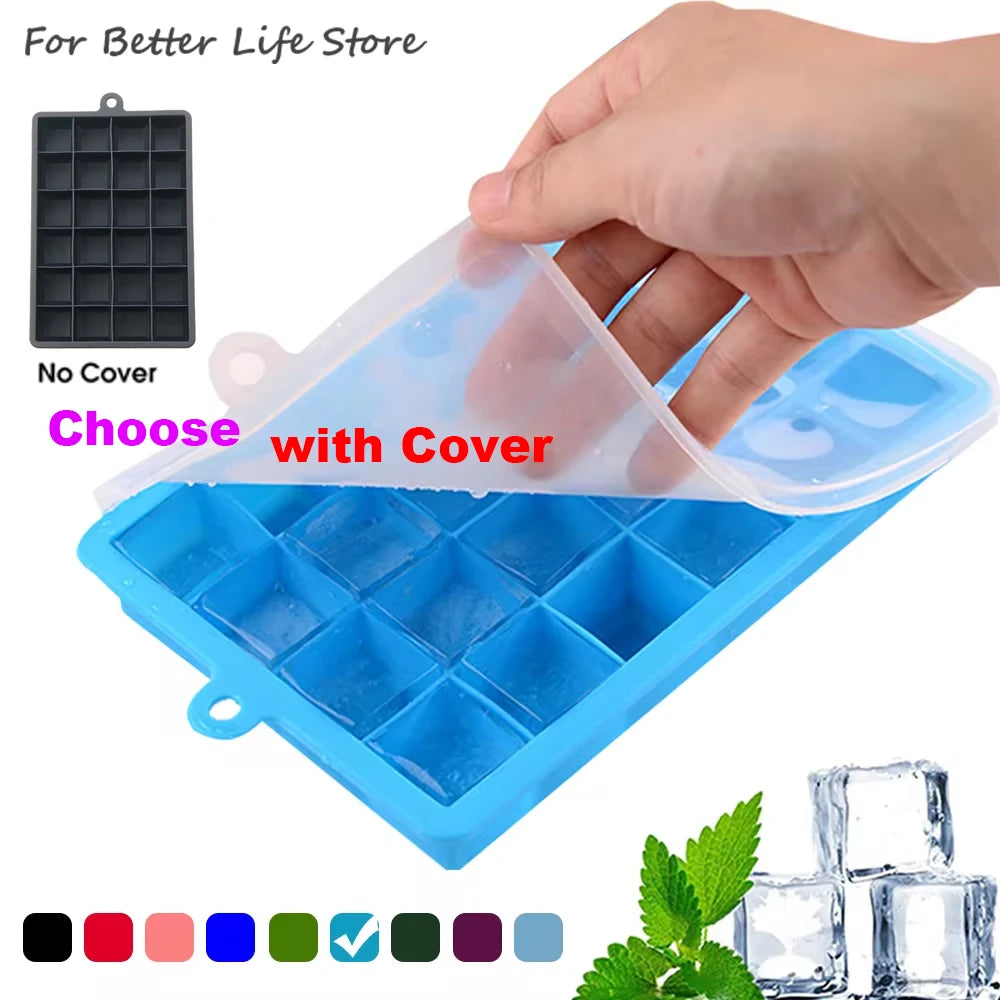 With Lid /No Lid 24-hole Silicone Ice Tray Square Box Auxiliary Food Puree Cheese Jelly Mold Bar Kitchen Tool Cocktail Cube