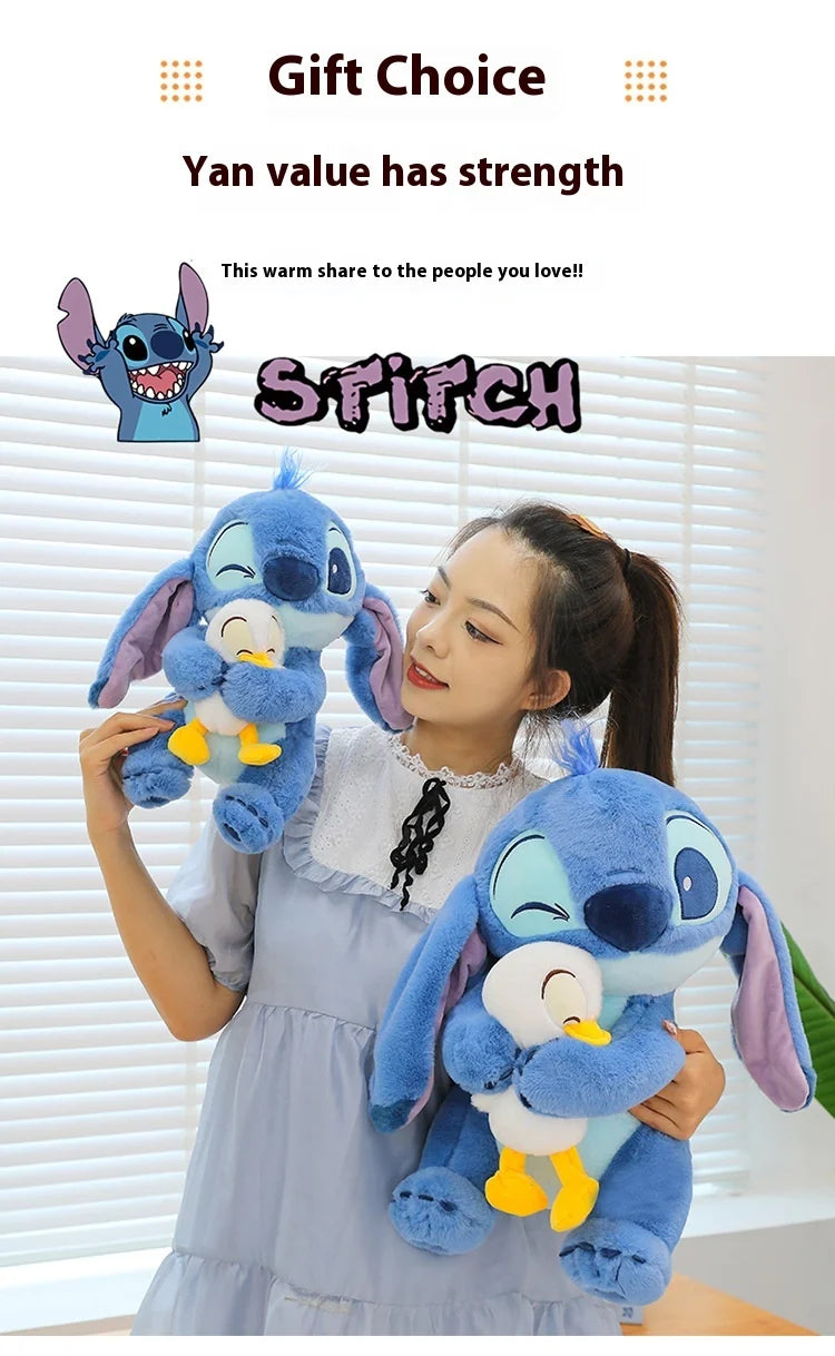 30/45cm Kawaii Plush Stitch Cartoon Hugs Donald Duck Stuffed Doll Children To Appease Sleeping Cartoon Collection Holiday Gifts