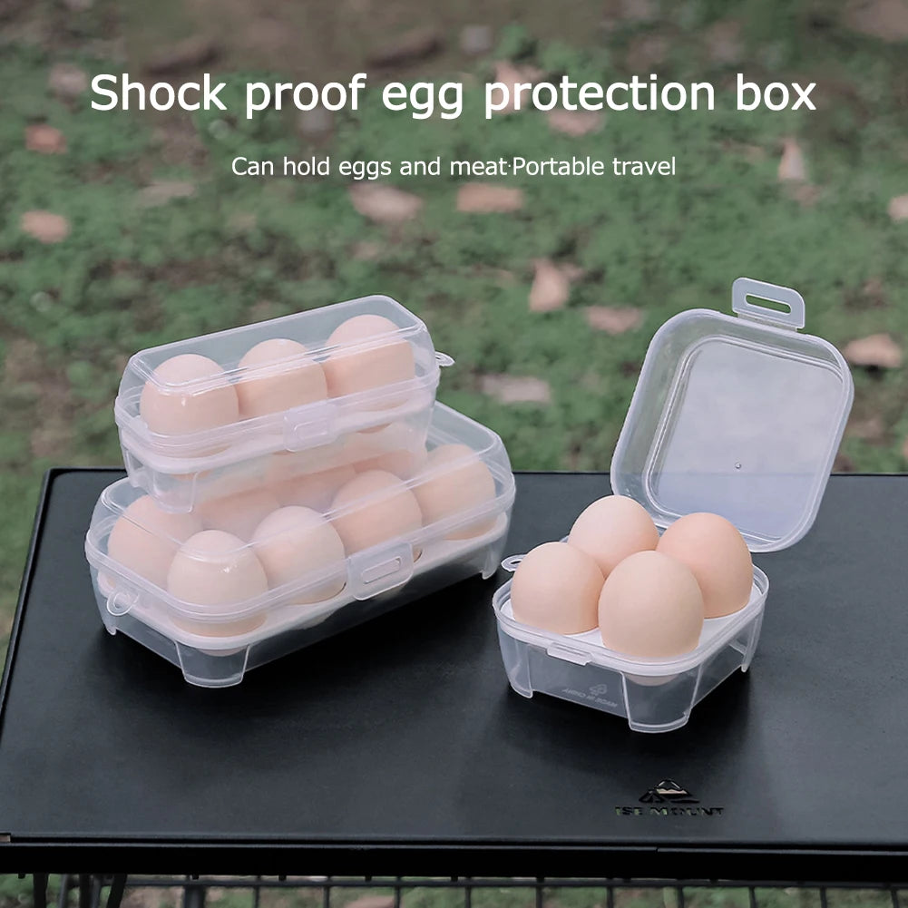 Portable Eggs Box Case Shockproof Egg Holder Kitchen Container Case Transparent Kitchen Organizer for Outdoor Camping Picnic