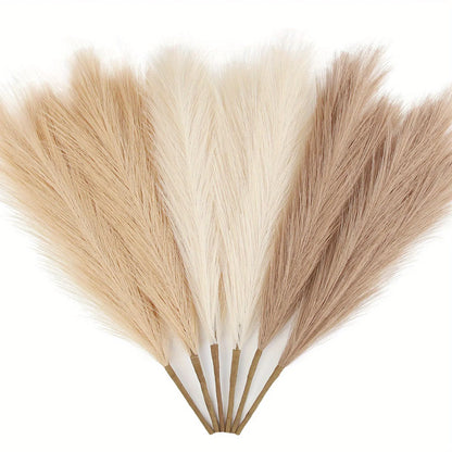 6PCS Artificial Pampas Grass Decor Flowers Fake Plant Reed for DIY Floral Table Arrange Flower Wedding Home Christmas Decoration