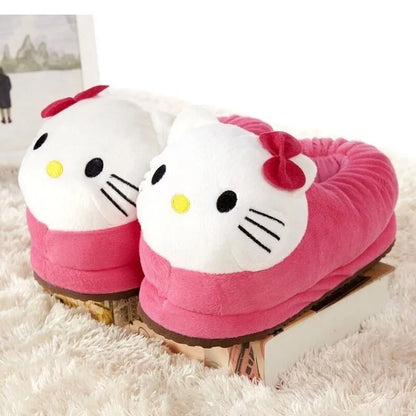 Hello Kitty Cotton Warm Slipper Anime Sanrio Autumn Winter Indoor Shoes Stuffed Doll Girl Women Plush Home Slipper Birthday Gift