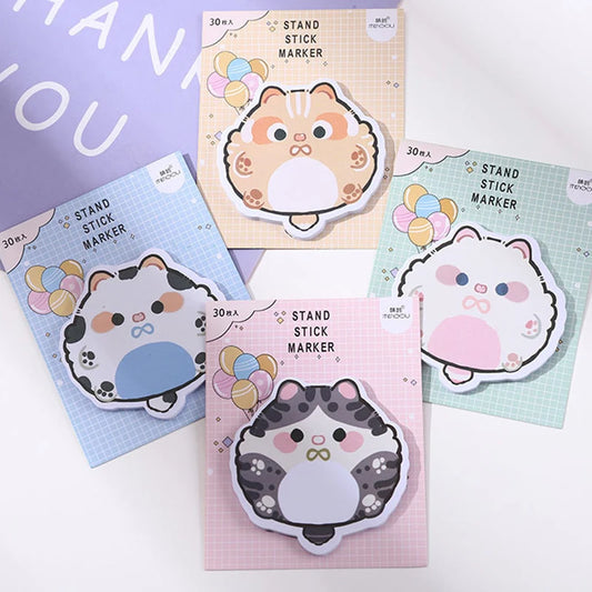 1 Piece Lytwtw's Adhesive Cute Cartoon Cat Notes Notepad Memo Pad Office School Supplies Stationery Sticker