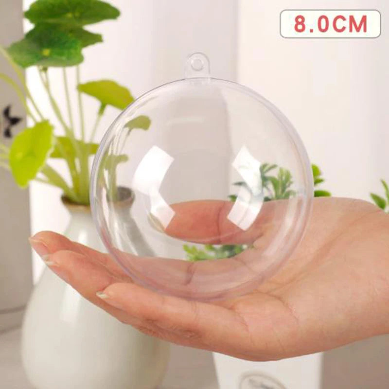 4-10cm Transparent Open Plastic Christmas Tree Pendant Home Decoration Ball Clear Bauble Ornament Gift Present Box Decoration