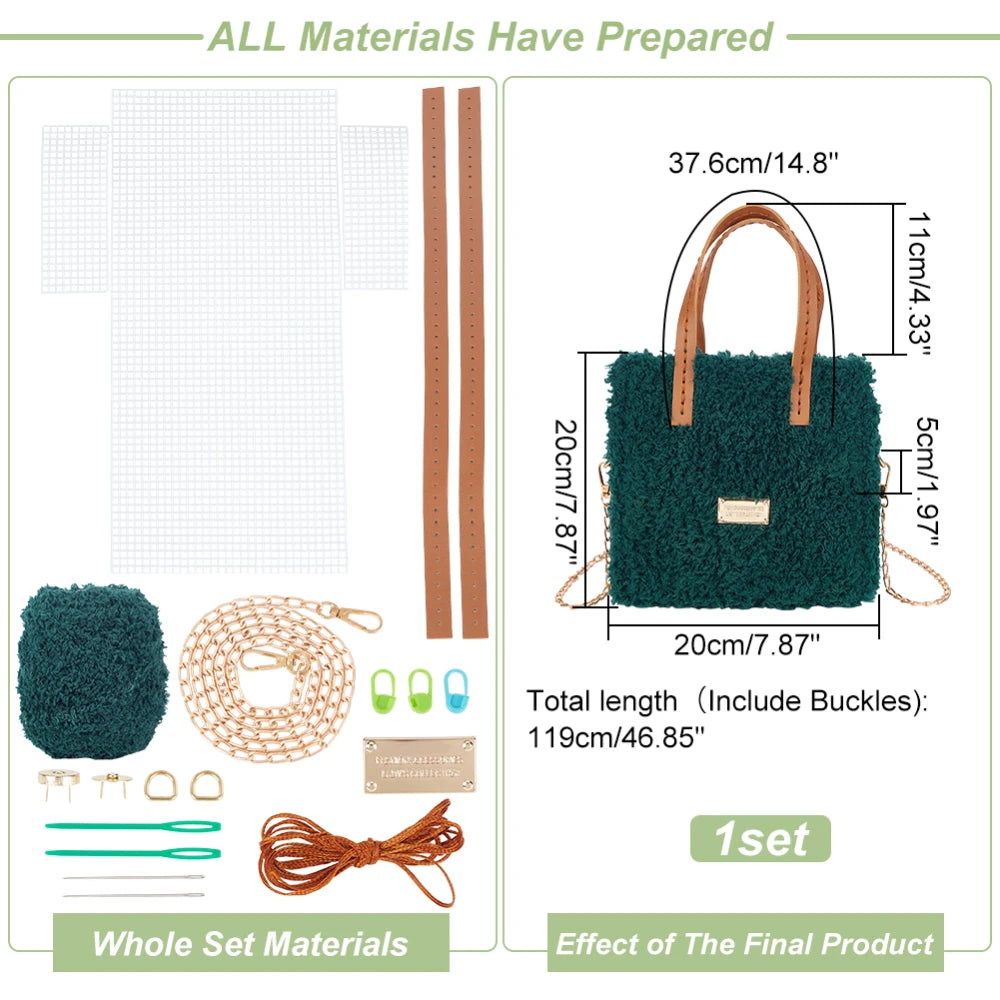 DIY Knitting Crochet Handbags Kit, Mesh Plastic Canvas Kit for Shoulder Bags DIY Knitting Crochet Crossbag Materials