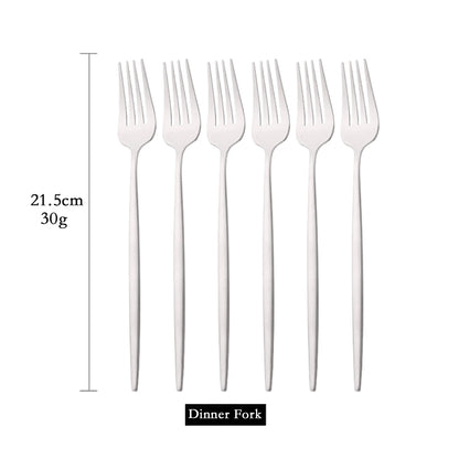 Green Gold 6Pcs Dinner Fork Tableware Dinnerware Stainless Steel Silverware Kitchen Party Flatware Matte Black Cutlery Set