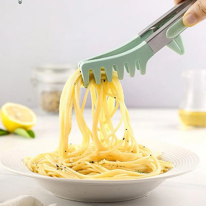 Food Tongs Stainless Steel BBQ Pasta Tongs Non-slip Food Tongs Steel Handle Lock Design Bread BBQ Tongs Salad Cooking Kitchen To