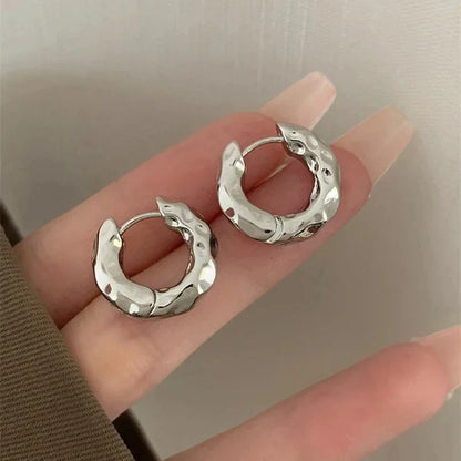 2Pcs Stainless Steel Smooth Metal Hoop Earrings For Woman Girl, Elegent Luxury Jewelry Temperament Girl's Daily Wear Earrings