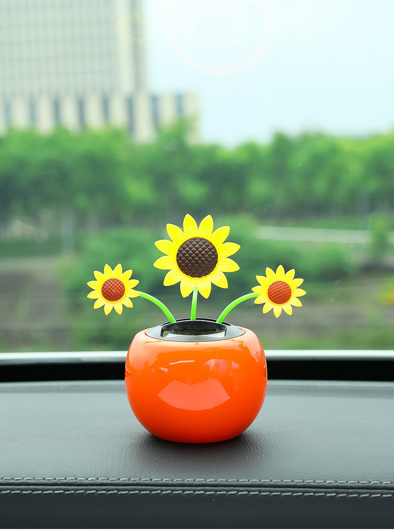 Solar Powered Automatic Swinging Sunflower Dancing Animated Flower Toy Car Interior Decorations Styling Home Decoration