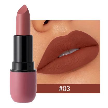 Nude Brown Matte Lipstick Makeup Waterproof Lasting Cosmetics Sexy Purple Red Velvet Lipsticks Tinted Non-stick Cup Lip Stick