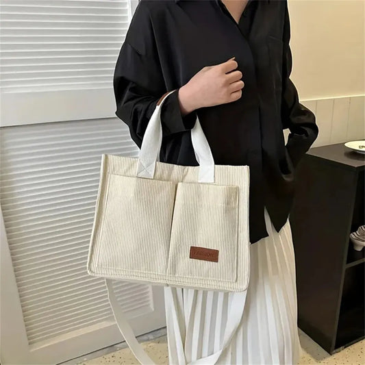 1Pc Women's Corduroy Tote Bag Large Capcity Handbags for Women Commuting Women's Bag Messenger Shoulder Bag Female Handbag