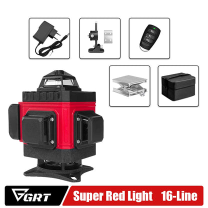 GRT Laser Level 16/12/8 Line Self Leveling 360 Horizontal and Vertical Cross Red Laser Beam Measuring Tool Лазерный уровень