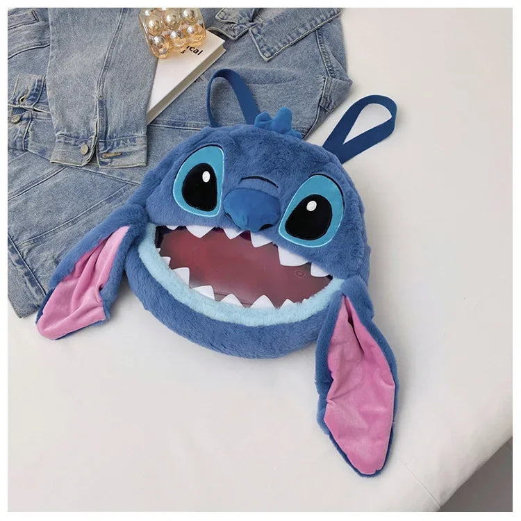 HOT Stitch See-through Bag Plush Doll Backpack Girls Large Capacity Cute Funny Backpack Anime Kawaii Cartoon School Bag Mochila