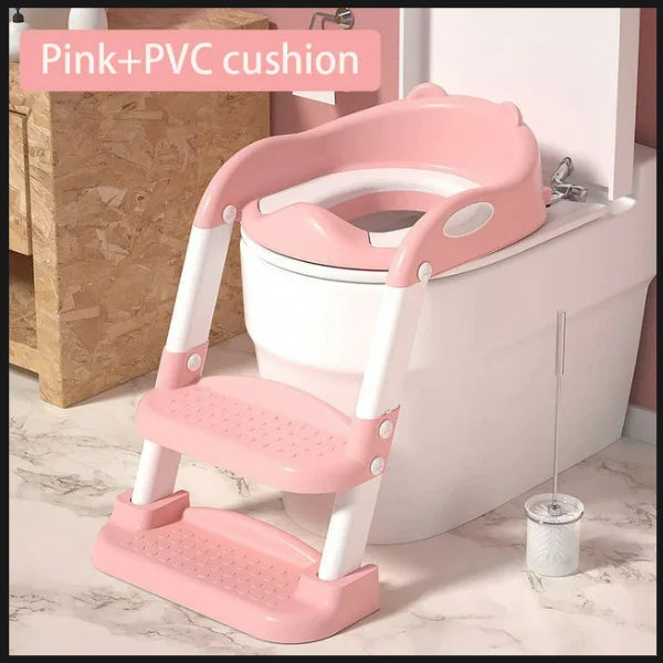 New Potty Training Seat With Step Stool Ladder Folding Toilet Seat Backrest Training Chair For Baby Kids Portable Children's Pot