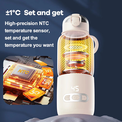 Portable Baby Bottle Warmer 400ML 15000mAh Formula Milk Fast Heating & USB Charging Camping Travel Electric Baby Bottle Heater