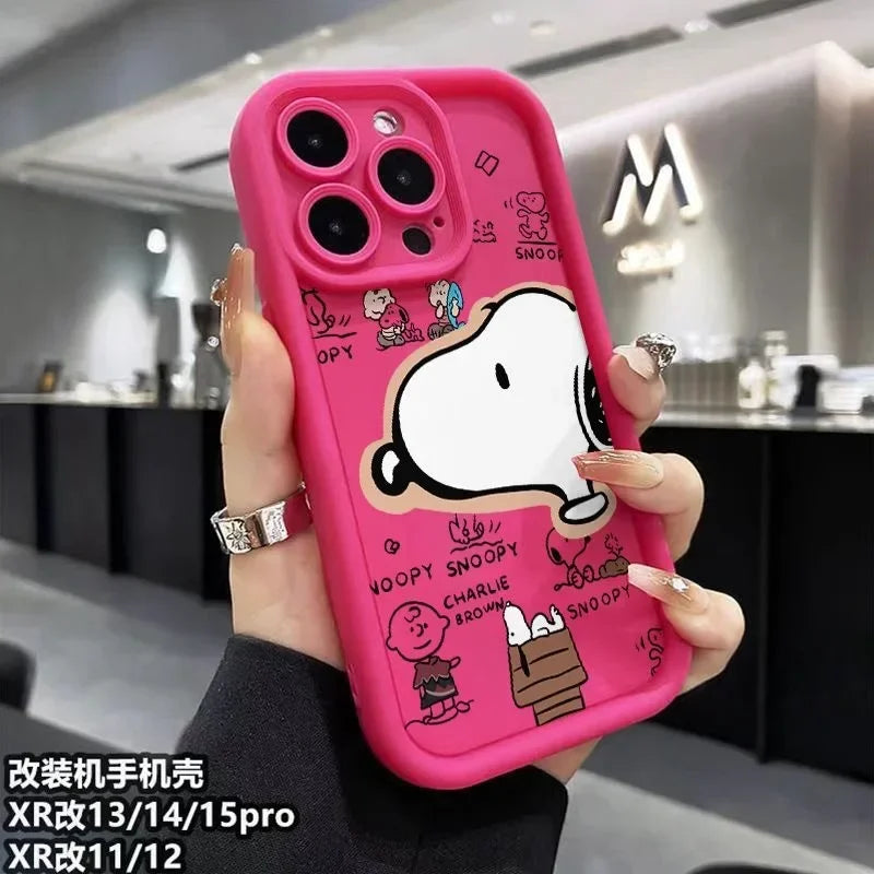 Big Head Snoopies Cartoon Phone Case For Samsung S24 S23 S22 S21 S20 Note 20 FE Plus Ultra 5G Soft Silicone TPU Cover