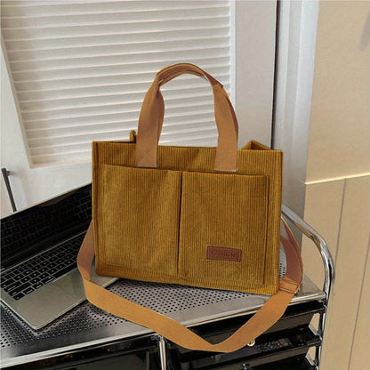 Women's Corduroy Tote Bag Large Capcity Handbags for Women Commuting Women's Bag Messenger Shoulder Bag Female Handbag