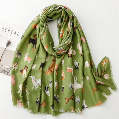 Women Lovely Cute Animal Dachsund Dog Pattern Viscose Shawls And Wraps Snood Pashmina Stole Bufandas Muslim Hijab Sjaal 180*85Cm