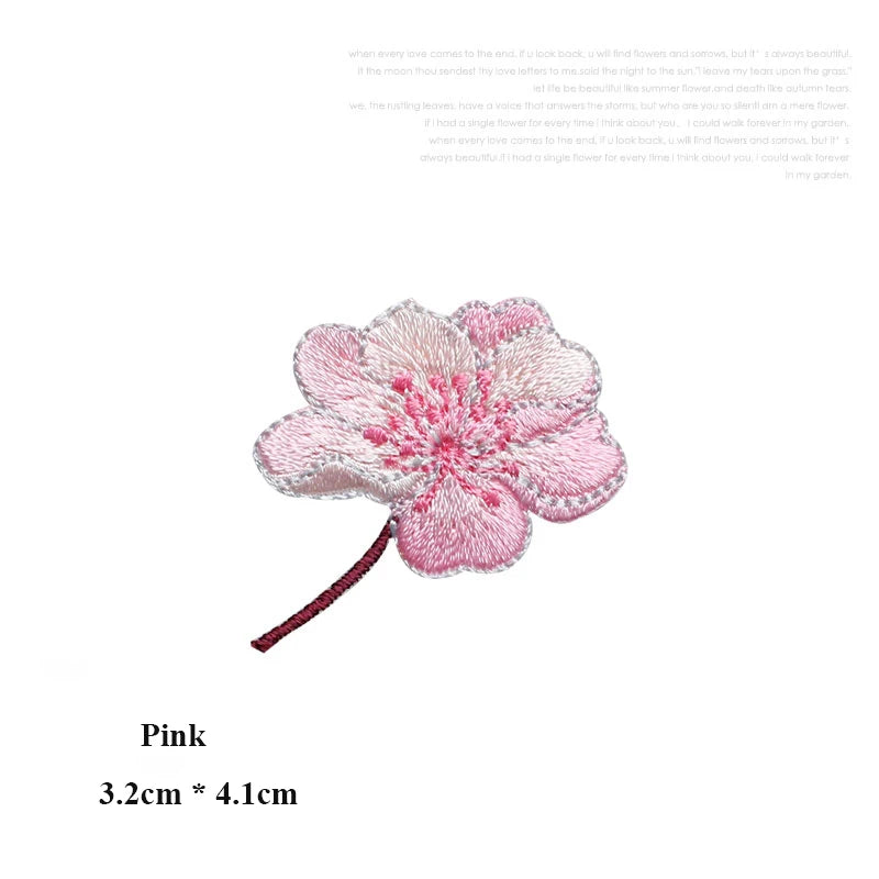 Small Begonia Blossoms Flower Patch Iron on Applique Floral Patch for Clothes Fabric Iron to Stick DIY Coat Jeans Accessories