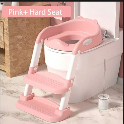 New Potty Training Seat With Step Stool Ladder Folding Toilet Seat Backrest Training Chair For Baby Kids Portable Children's Pot