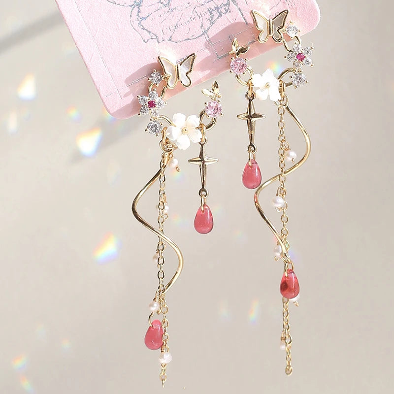 2023 New Luxury Brand Long Tassel Drop Earrings for Women D Letter Crystal Snake Chain Fashion Shiny Jewelry