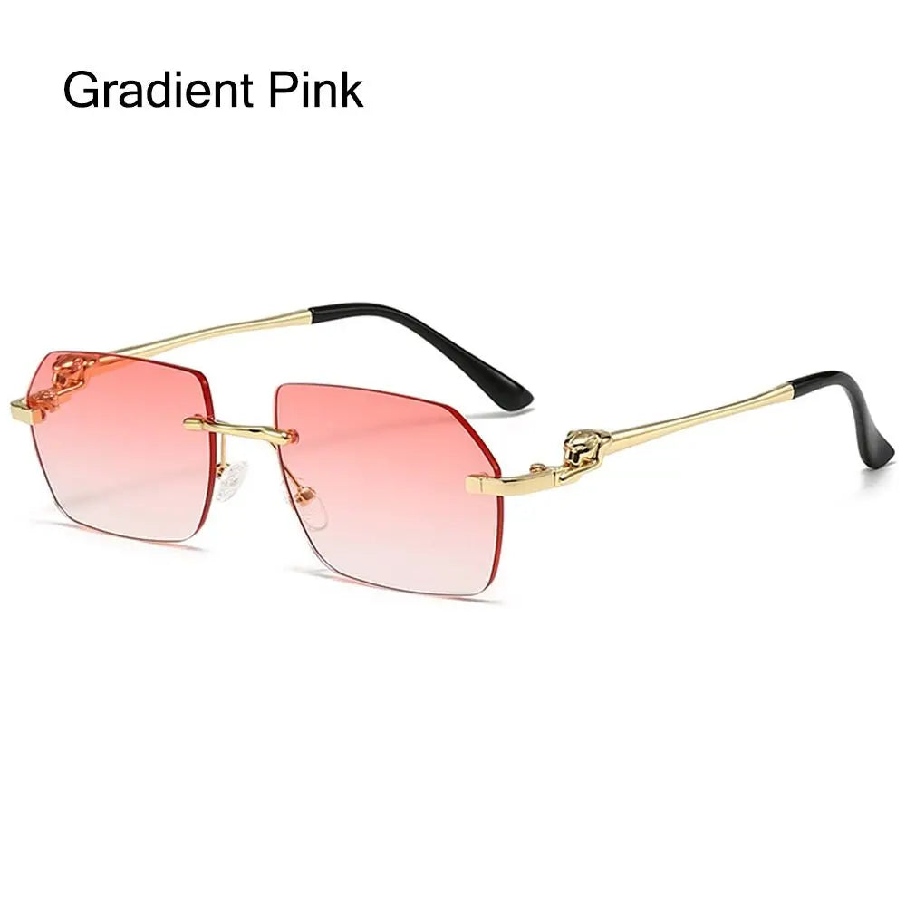 Trendy Rimless Sunglasses for Men Women Fashion Frameless Rectangle Sun Glasses Retro Shades Summer Traveling Eyewear UV400