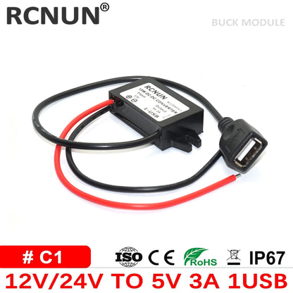 High Quality 12V 24V to 5V 3A 15W DC DC Converter Buck Module Power Supply Regulator for Car Charger Type-C Micro USB Output