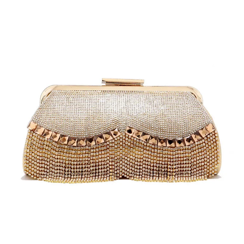 Women Banquet Handbags  New Diamond-Studded Tassel Evening Bags Femme Wedding Purse Dress Beaded Party Clutch