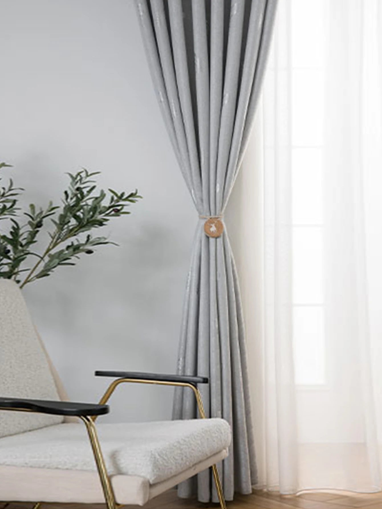 Grey Blackout Curtains, Bedroom, Living Room, Hanging Sunshade