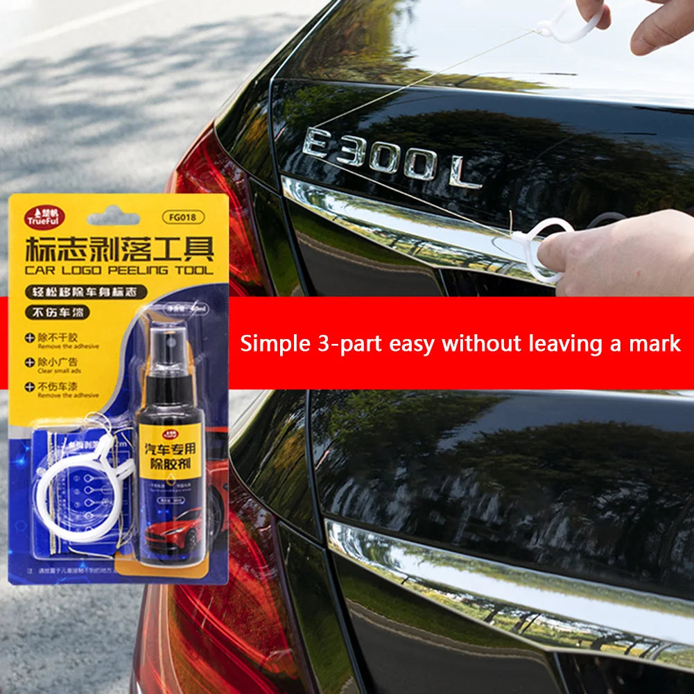 Car Logo Remover Kit Universal Car Lettering Removal Tool Car Scraper Lettering Adhesive 60ml Badge Emblem Decal Removal Tool