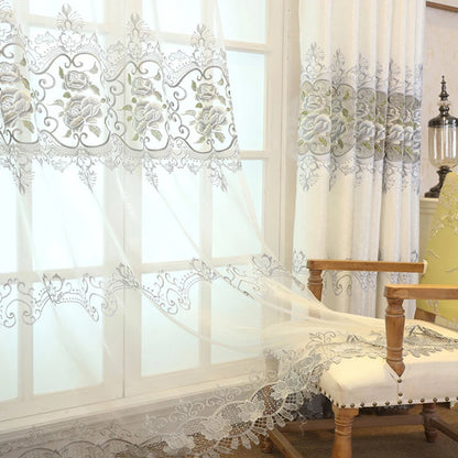 European Luxury Hollow Soluble Embroidery Window Screens Curtains For Living Room Bedroom Window Curtains Sheer Cloth #4