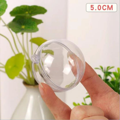 4-10cm Transparent Open Plastic Christmas Tree Pendant Home Decoration Ball Clear Bauble Ornament Gift Present Box Decoration