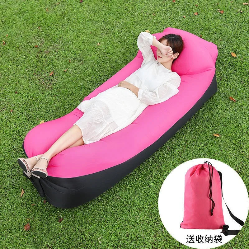 outdoor portable Lazy Inflatable Sofa Outdoor Portable Beach Air Sofa Folding Camping Inflatable Sofa Bed Sleeping Bag Single Pe